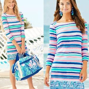 Lilly Pulitzer Sophie UPF 50 Sandy Shell Stripe Engineered Jersey Tunic Dress XS